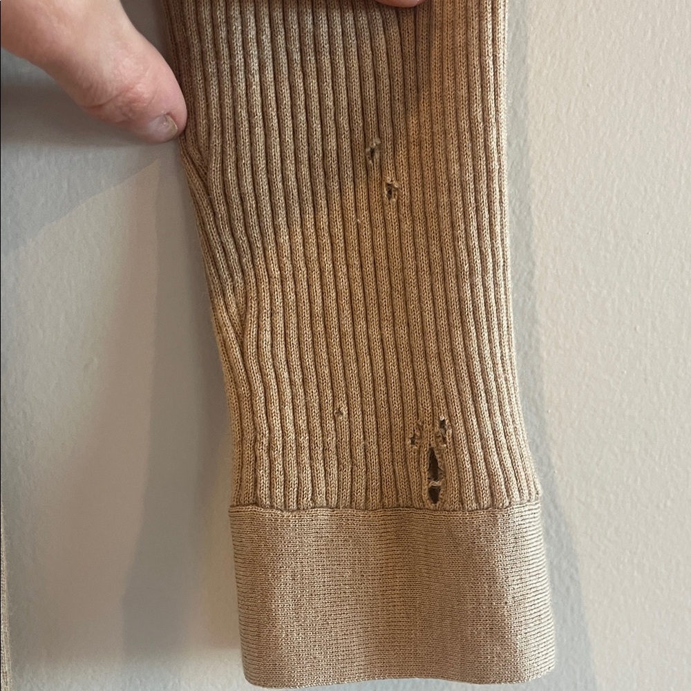 Banana Republic Camel Ribbed Button-Front Cardigan w/ Tie - Picture 6 of 7